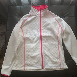 White and pink weatherco jacket